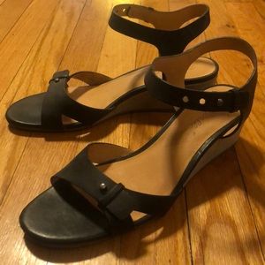 Madewell Black Leather Wedge Sandals, size 8 1/2